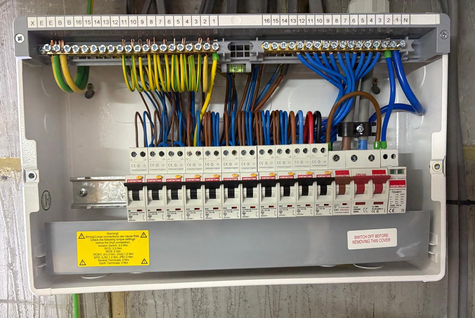 Contactum consumer unit with RCBO protection and Type 2 surge protection